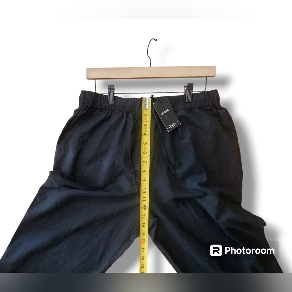 Chartou Cotton Pants Black With Pockets Comfortable Lightweight Comfort Size L - Picture 6 of 8